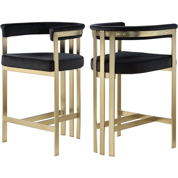 Meridian Furniture Marcello Black Velvet Counter Stool, Set of 2