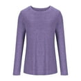 thumbnail image 2 of Casual Tops for Women Crew Neck Long Sleeve Shirt Loose Basic Tee Trendy Blouse Purple S, 2 of 8