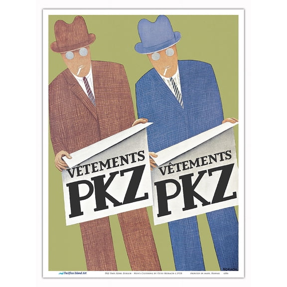 PKZ Paul Kehl Zurich - Men's Clothing Company - Vintage Advertising Poster by Otto Morach c.1928 - Master Art Print (Unframed) 9in x 12in