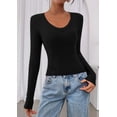 thumbnail image 2 of Crop Top PRETTYGARDEN Mujer Manga Larga Cuello en V Ajustado Negro, 2 of 9