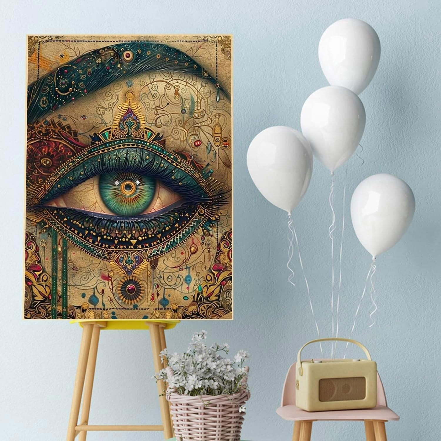 Ghost DIY Diamond Painting Set, Black Cat Round Full Diamond Diamond Points (For Adult Beginners), Halloween 5D Diamond Painting Set, Gem Art Crafts Set, Home Decoration 16X20 Inch Frameless