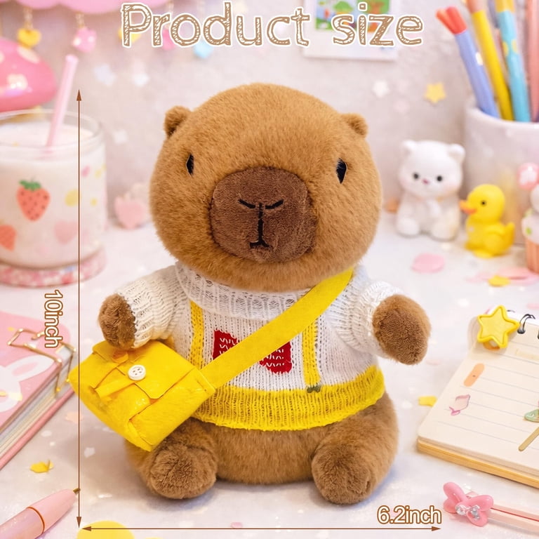 ‌YSZZYSM, Plush Toy, 8-inch Capybara with 9 outfits, Brown