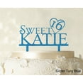 thumbnail image 1 of "Personalized Birthday Cake Topper Glitter Turquoise Blue Cake Topper Color Option Available 5""-7"" Inches Wide", 1 of 1