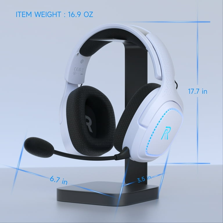 Gvyugke Gaming-headset, 2,4 GHz draadloze gaminghoofdtelefoon voor PS4, PS5, pc, Mac, 5.2 Bluetooth-hoofdtelefoon met afneembare ruisonderdrukkende 3D- microfoon, 3,5 mm bedrade modus voor Xbox-serie