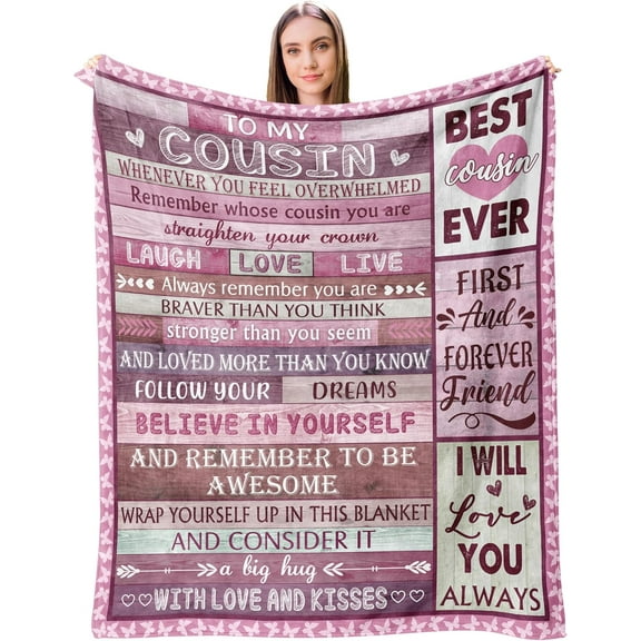 Best Cousin Gifts for Women, Gifts for Cousins Female, Birthday Gifts for Cousin,Funny Cousin Gifts Idea from Cousin, Cousin Gift for Mothers Day Christmas, Cousin Throw Blanket 60"X 50"