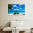thumbnail image 2 of Elephant Stock Beach Deckchairs Wall Art - Horizontal Canvas Wall Art - Living Room Wall Decor - Beach Canvas - Blue And Green Decor - 36" x 24", 2 of 8