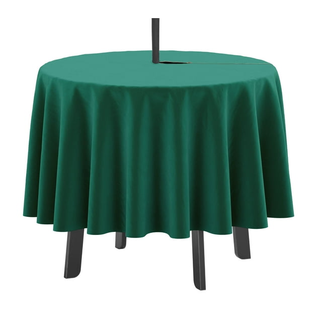 Vargottam Indoor/Outdoor Round Tablecloth 58 Inch Round Tablecloth with Umbrella , Waterproof Zippered Patio Table Cloths, Spring/Summer Table Covers for Circular Table/BBQs/Picnic-Teal Green