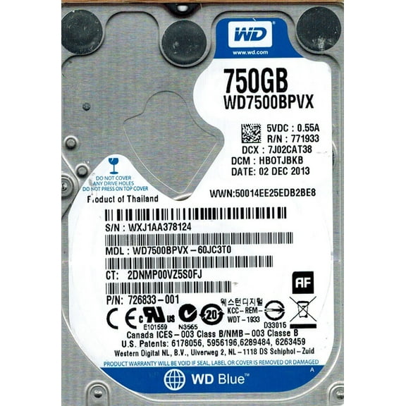 Western Digital WD7500BPVX-60JC3T0 DCM: HBOTJBKB 750GB