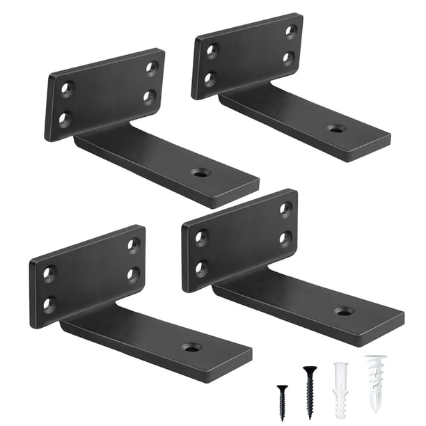 Soportes para repisas Lengfkus de metal negro de alta resistencia, 4" , paquete de 4