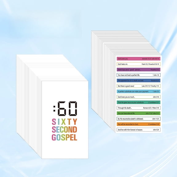 Sixty Second Gospel Scripture Cards 100-Pack, Inspirational Quick-Share Bible Verse Cards for Encouragement, Church Ministry, Outreach, Gift Bags, Welcome Kits & Daily Reflection