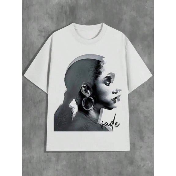 Teen Girl Clothes,With Sade Portrait Pattern, Short Sleeved T-Shirt, Graphic Printed T-Shirt, Regular Round Neck, Breathable Fabric,Y2k Style