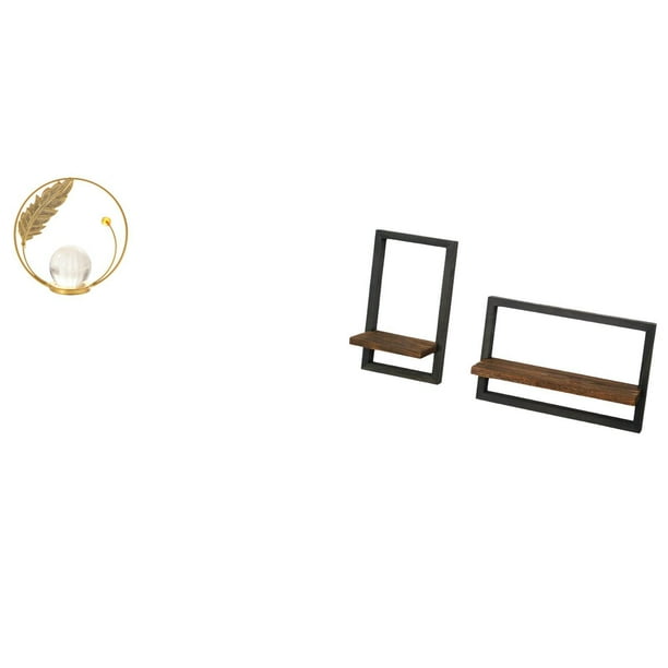 Escultura De Bola De Cristal, Figura De Metal, Adorno De Escritorio, Estatua, Soporte Para Pasillo, Chimenea, Dormitorio, Sala De Estar, Oficina Con Estantes Flotantes De Madera Para Pared,