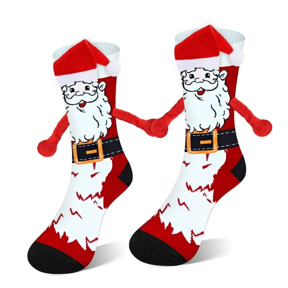 Funny Magnetic Holding Hands Christmas Socks for Men Women Teens Boys - Holiday Novelty Fun Crew Funky Cute Crazy Silly 3D Cartoon Socks - Secret Santa Xmas Christmas Gag Gifts Idea Stocking Stuffer