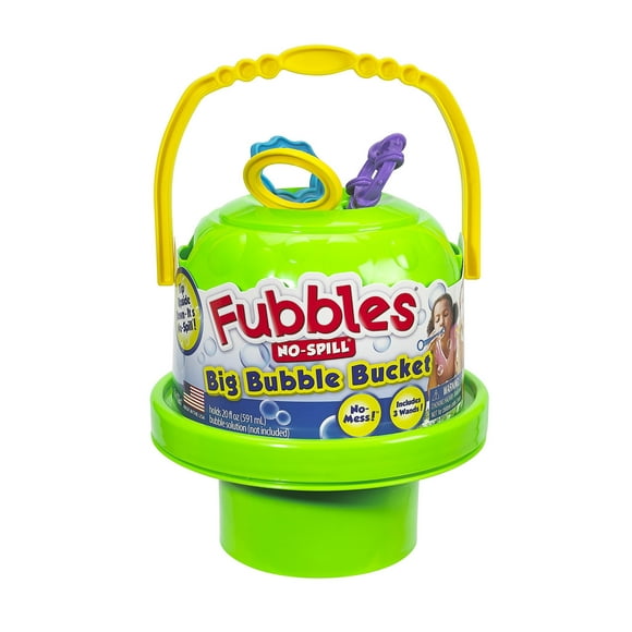 Little Kids Fubbles No-Spill Big Bubble Bucket in Green for Multi-Child Play, Made in the USA Standard Packaging