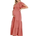 thumbnail image 3 of GXFC Women Maternity Dress Summer Short Sleeve Swing Dress A-line Maxi Dress for Pregnancy, 3 of 9