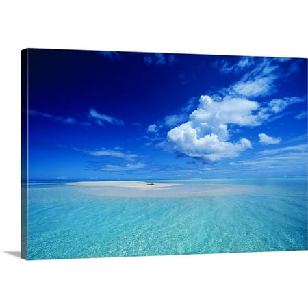 Great BIG Canvas Ron Dahlquist Premium Thick-Wrap Canvas entitled French Polynesia, Bora Bora, View Of Turquoise Lagoon Sand Bar