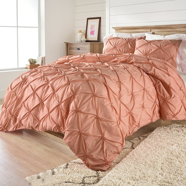 Better Homes & Gardens Full Elastic Pintuck Duvet Cover Set, 3 Piece