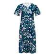 thumbnail image 4 of Edvintorg Women's Summer Dresses 2024 Beach Casual Short Sleeve Floral Print Loose Midi Dress With Pocket On Clearance, 4 of 4