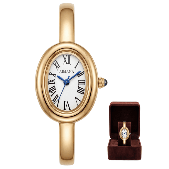Vintage Casual Gold Watches for Women Small Oval Dial Bangle Wrist Watches Gifts Relojes Para Mujer