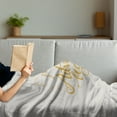 thumbnail image 3 of Adventure Soft Flannel Fleece Blanket, Vibrant Mountain View and the Adventure Begins Words Travel Hand Drawn, Cozy Plush for Indoor and Outdoor Use, 50" x 60", Earth Yellow Apricot, by Ambesonne, 3 of 5