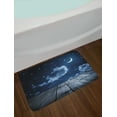 thumbnail image 2 of Dark Blue Bath Mat, Vivid Night Sky with Stars Clouds and Crescent Moon Wooden Planks Celestial, Non-Slip Plush Mat Bathroom Kitchen Laundry Room Decor, 29.5 X 17.5 Inches, Dark Blue White, Ambesonne, 2 of 2