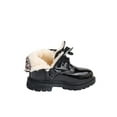 thumbnail image 3 of Tenmix Children Short Bootie Lace Up Ankle Boot Side Zipper Combat Boots Patent Leather Booties Hiking Non-Slip Casual Black with Plush Lined 13C, 3 of 3