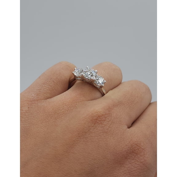 2TCW Round Cut Lab Created Diamond Women's Three Stone Ring 14k White Gold Plated