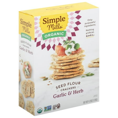 Simple Mills  Organic Seed Flour Crackers  Garlic & Herb  4.25 oz (120 g)