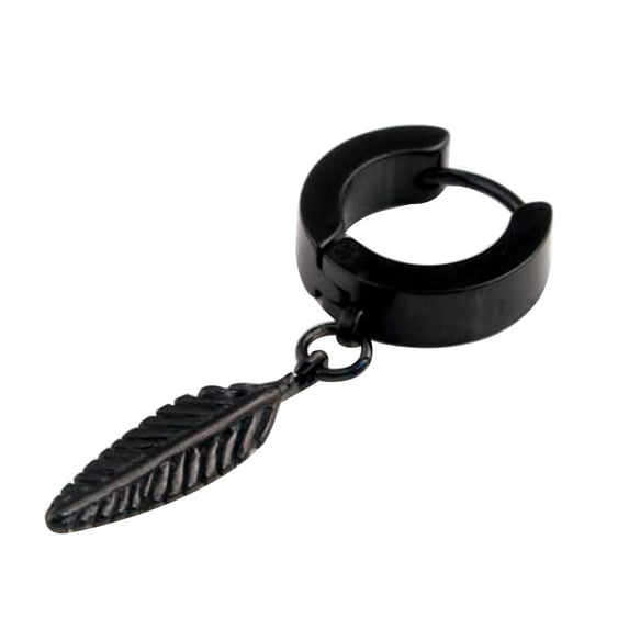 Ayyufe Pack Of 1 Punk Men Feather Pendant Stainless Steel Hoop Earring Party