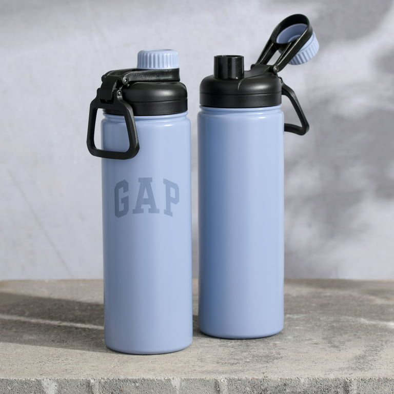Gap Home 20 oz Grey Blue Solid Print Stainless Steel Water Bottle 2 Pack 