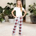 thumbnail image 5 of Women's Short Sleeve V-Neck Tee and Plaid Pajama Set with Relaxed Fit - Large, White, 5 of 6