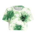 thumbnail image 7 of felwors Women's Tie Dye Crop Tops – Rock Hand Graphic Short Sleeve Tee, Y2K Aesthetic Summer Streetwear Shirt for Festival, Party & Casual Wear Green for Size M, 7 of 7