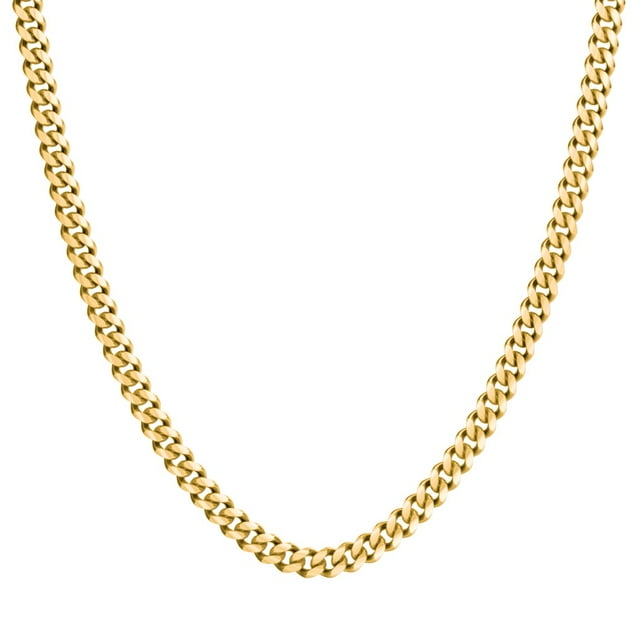 Collier Chaîne Cubaine pour Homme de 22 Pouces en Acier Inoxydable Jaune - 8 mm