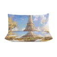 thumbnail image 3 of 3 Pcs Soft Bedding Set, Includes 1 Duvet Cover with Zipper And 2 Pillow,Shams Eiffel Tower Full(79"×90"), 3 of 8