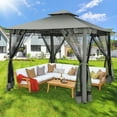 thumbnail image 5 of SANOPY 10' x 10' Gazebos for Patios, Gazebo Canopy with 4 Mosquito Netting, Rainproof & Sunscreen Shelter Tent with Double Eaves for Garden Backyard and Deck, 5 of 10