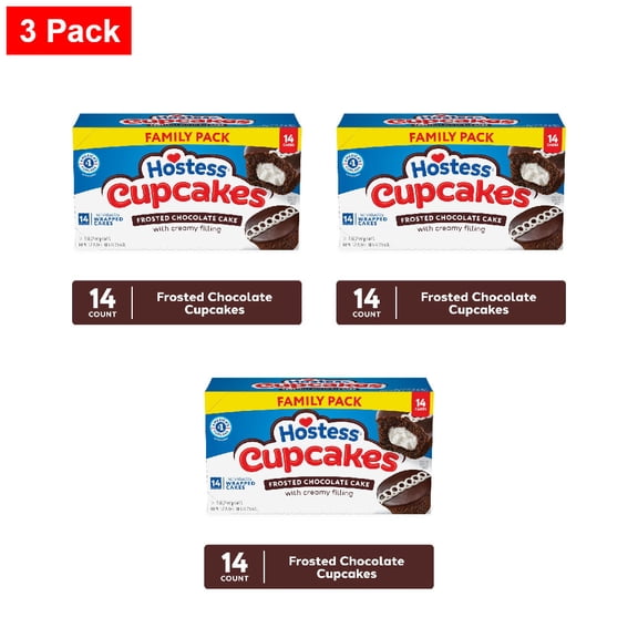 Hostess Cupcakes, Chocolate Snack Cakes 14 count - 3 Pack