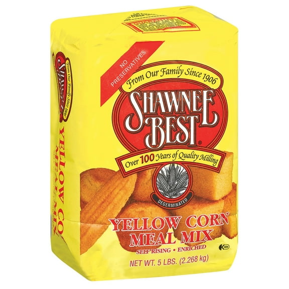Shawnee Best® Yellow Degerminated Self Rising Enriched Corn Meal Mix, 5 lb Bag – Easy Southern cornbread and frying mix
