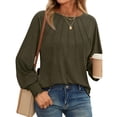 thumbnail image 5 of WBQ Womens Long Sleeve Tops Crew Neck Casual Pleated T Shirts Fashion Dressy Tunic Blouses, 5 of 7