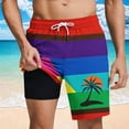thumbnail image 2 of DeHolifer Shorts for Men Plus Size Drawstring Elastic Waisted Palm Graphic Printed Summer Trendy Comfy Shorts Multicolor 3XL, 2 of 5