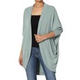 thumbnail image 1 of TheMogan Women's S~3X Draped Jersey Knit 3/4 Sleeve Oversized Open Front Cardigan, 1 of 7