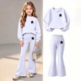 thumbnail image 2 of hotojiny 2PCS Girls Outfits Casual Pullover Sweatsuit Stars Sweatshirt Fashion Leggings Pants Set Fall Winter Clothes(White,14-15 Years), 2 of 9