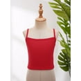 thumbnail image 6 of JanJean Kids Girls Sports Bras Cami Crop Tops Spaghetti Straps Ribbed Knit Vest Workout Undershirts Athletic Tank Top Shirts Red L/中码, 6 of 7