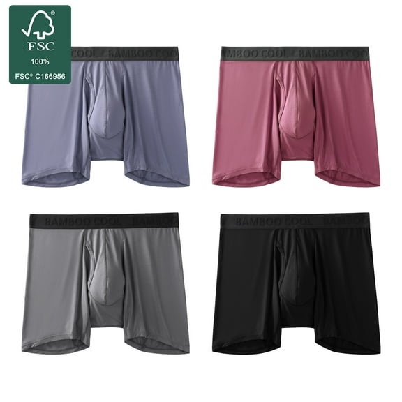 Men's Underwear Boxer Briefs,Comfortable Bamboo Viscose Underwear,Moisture Wicking and Breathable,4 Pack M-XXL