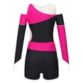 thumbnail image 4 of YUUMIN Girls Gymnastics Leotards with Shorts Long Sleeve Off Shoulder Athletic Unitard Biketard Dance Pink 6, 4 of 7