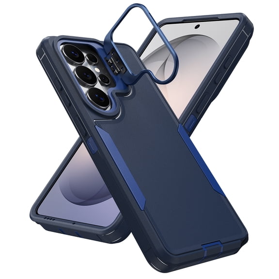 Dteck Case for Samsung Galaxy S24 Ultra, Shockproof TPU PC Case Built in Stash Stand Back Cover for Galaxy S24 Ultra,Blue