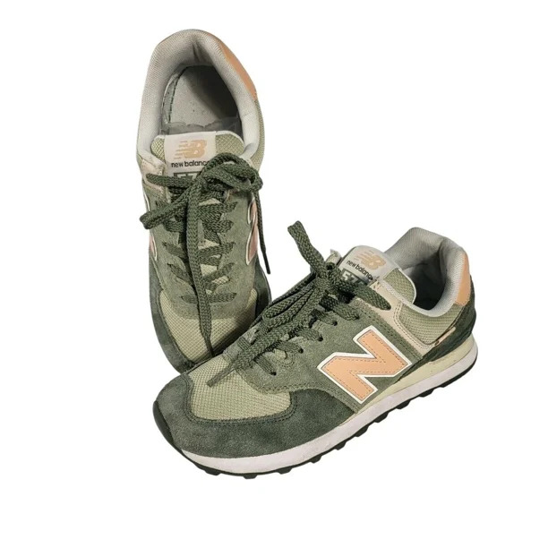 New Balance 574 Sneakers Olive Green Suede Casual Walking Shoes