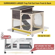 Aivituvin Rabbit Hutch Rabbit Cage Indoor Bunny Hutch with Run Outdoor Rabbit House with Two Deeper No Leak Trays - 4 Casters Include (Without Bottom Wire Netting)