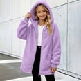 thumbnail image 5 of VIPOIN Girls Full Zip Hooded Fleece Jacket, Mid-Length Sherpa Coat Warm Fall Winter Outerwear, 5 of 8