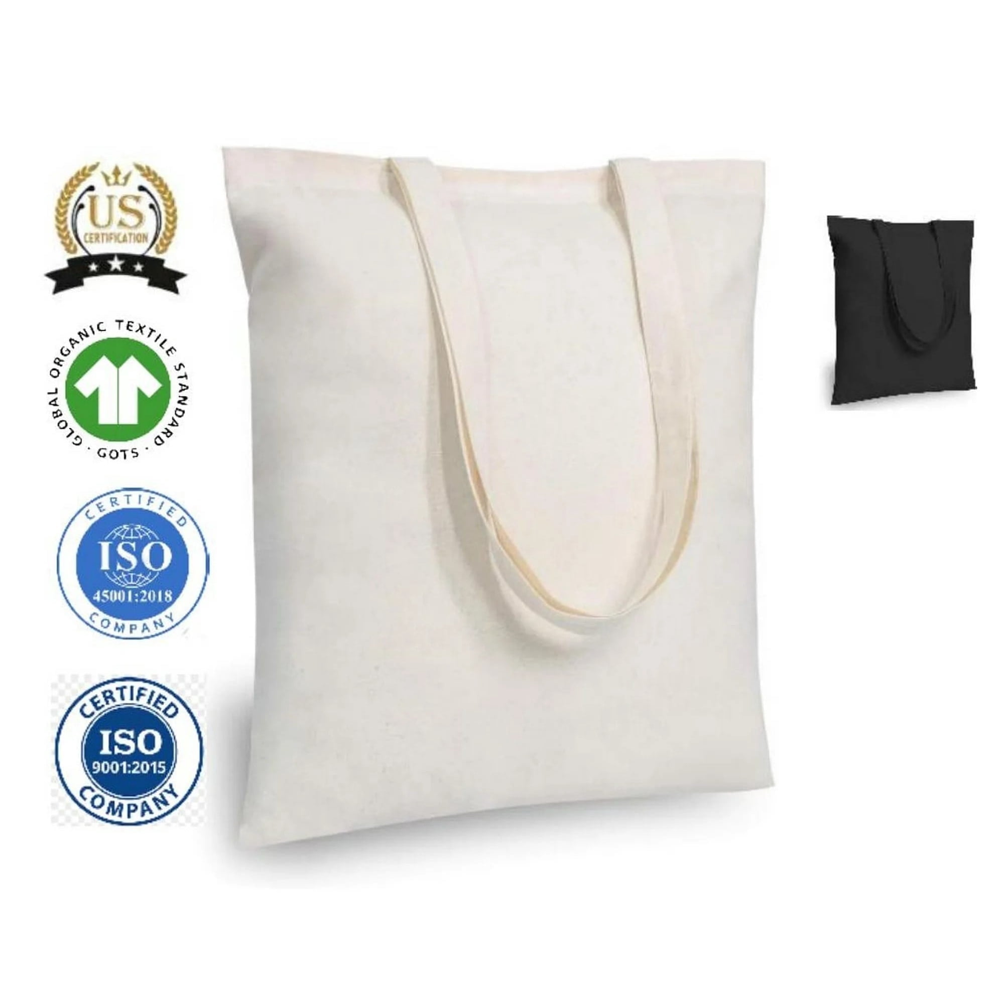 MyOrganicBag Unisex Cotton Blank Shopper Tote Bags, Beige, 12-Piece