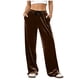 thumbnail image 2 of Pincandy Women's Solid Color Velour Pants - Elastic Waist, Loose Wide Leg Fit with Pockets, Luxurious & Comfortable for Loungewear & Daily Outings, 2 of 6